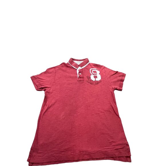American Eagle Outfitters Mens XL Red Polo Shirt Casual Embroidered Number 8 - Picture 1 of 8